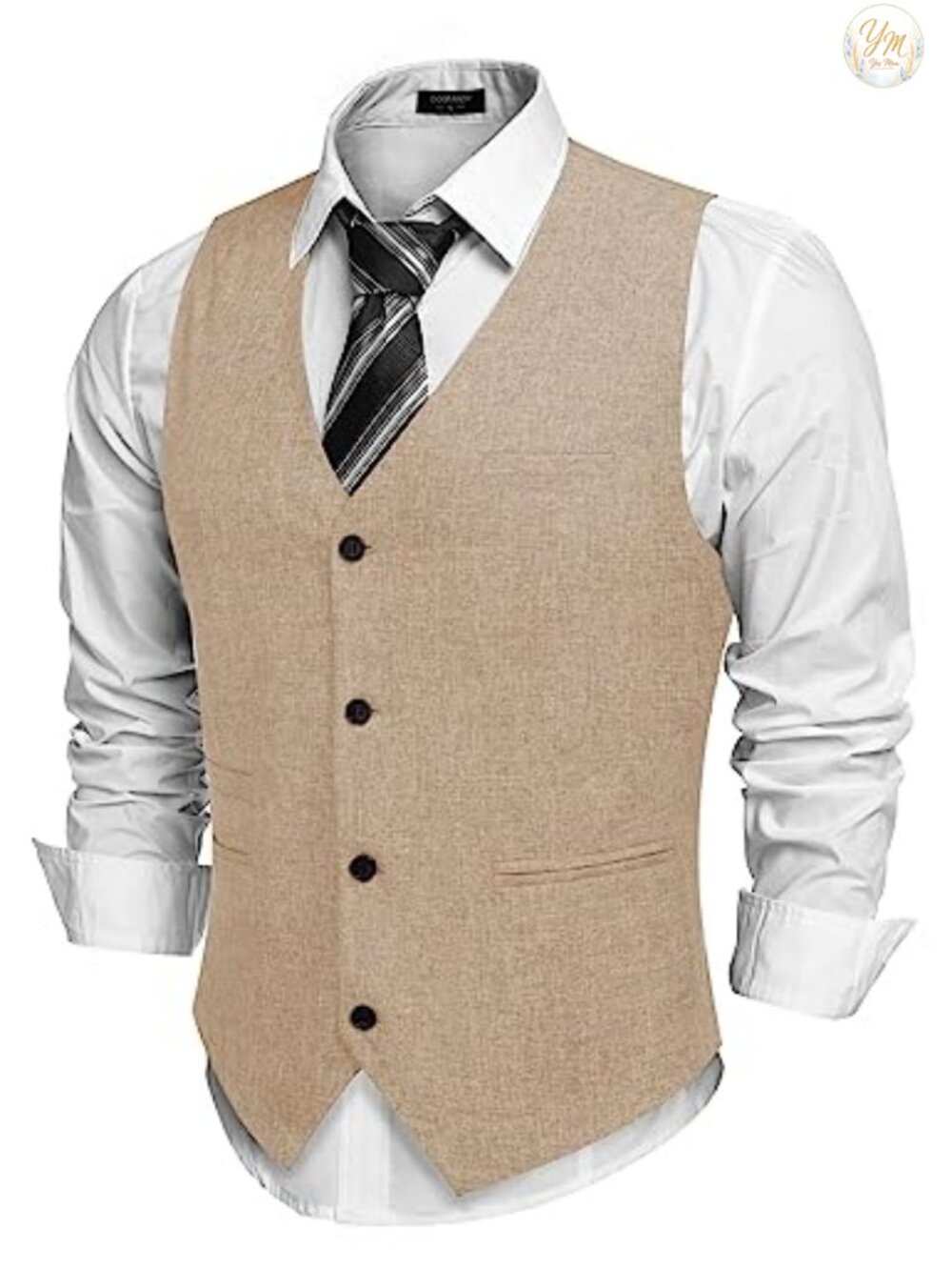 Men's Lightweight Polyester Suit Vest Business Slim Fit Waistcoat
